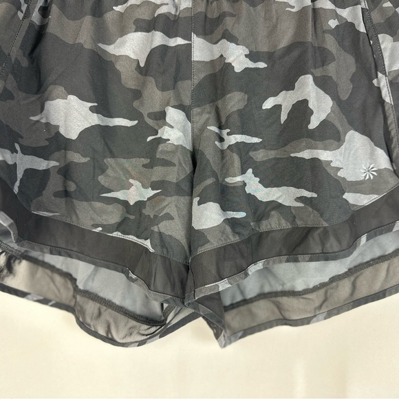 Athleta Mesh Run Racer 4" athletic shorts. Women's size medium. Black camo. - Picture 2 of 6